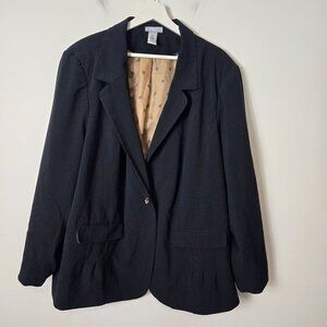 Catherines Size 3X Black Single Breasted Black Blazer Money Dark Academia